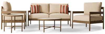 Bluff Trail 5 Piece Lounge Set - Loveseat - 2 Lounge Chairs - Nuvella Performance Fabric - Coffee Table - End Table