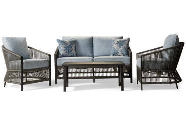 Bridges Beach 4 Piece Lounge Set - Loveseat - 2 Lounge Chairs - Coffee Table - Durable Weather-Resistant Materials
