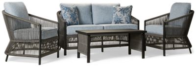 Bridges Beach 4 Piece Lounge Set - Loveseat - 2 Lounge Chairs - Coffee Table - Durable Weather-Resistant Materials