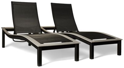 Bazza Sling 3 Piece Set - 2 Chaise Lounges - Connecting Table with Umbrella Hole - High Density Polyethylene