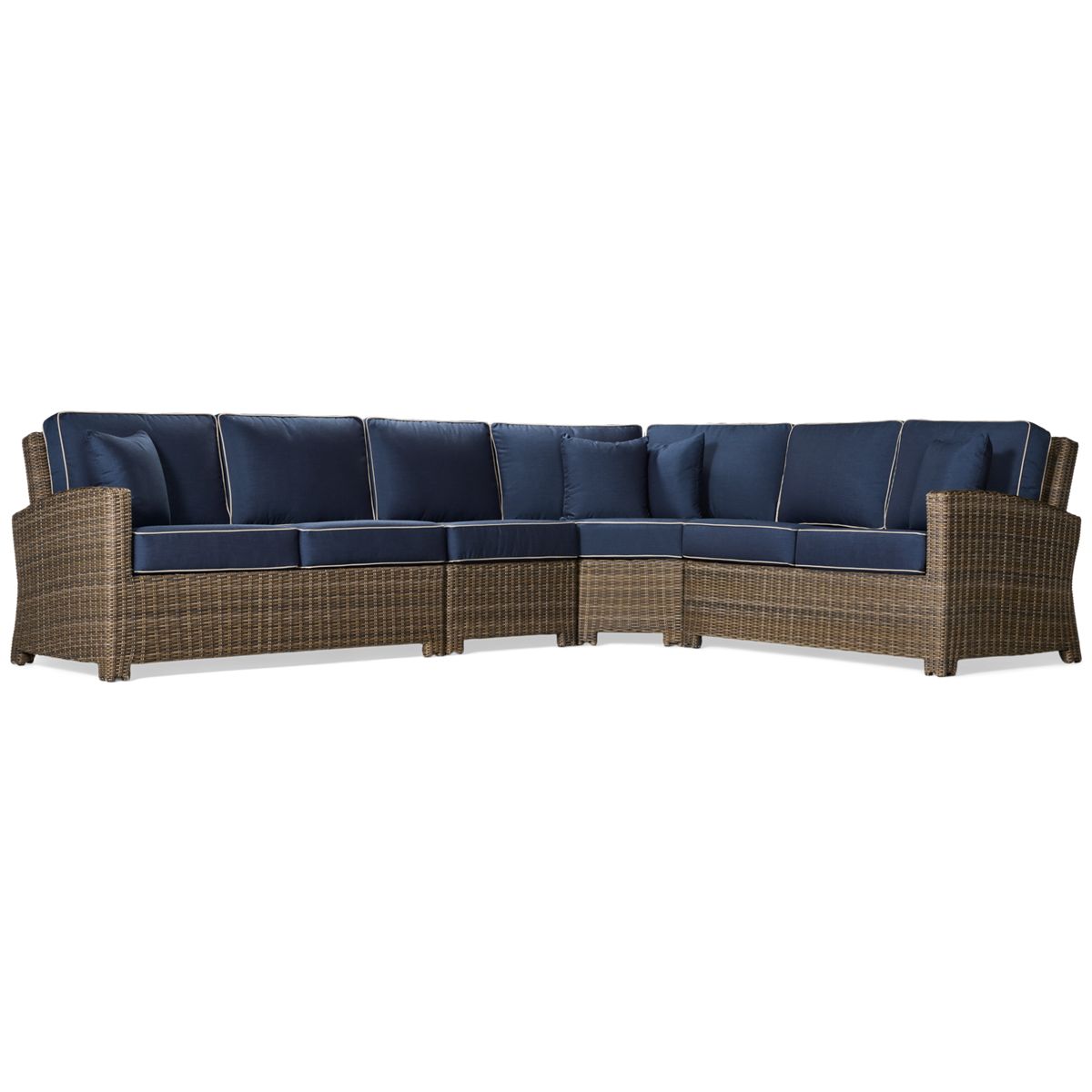 NorthCape Bainbridge 4 Piece Sectional - Durable Aluminum Frame - Curved Cushion Backs - Four Matching Toss Pillows - 100% Sunbrella Acrylic