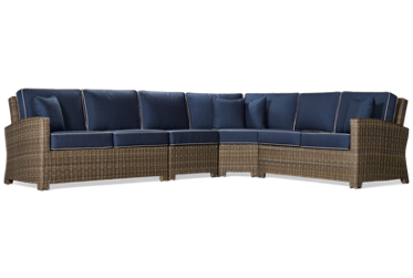 Bainbridge 4 Piece Sectional - Durable Aluminum Frame - Curved Cushion Backs - Four Matching Toss Pillows - 100% Sunbrella Acrylic