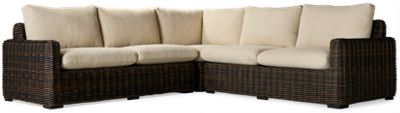 Kimora 3 Piece Sectional - Sturdy Synthetic Wicker - Aluminum Frame - High-Performance Nuvella Fabric Cushions - Six Toss Pillows