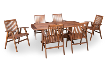 Belmont 7 Piece Dining Set - Elegant Design - Weather-Resistant - Chocolate Brown Finish - 6 Comfortable Arm Chairs
