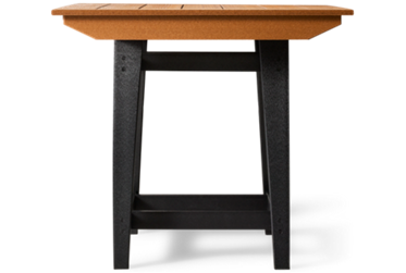 Sym Square Balcony Table - Two-Tone Design - Planked Top - All-Weather Envirowood - Center Umbrella Hole - Tapered Legs