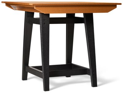 Sym Square Balcony Table - Two-Tone Design - Planked Top - All-Weather Envirowood - Center Umbrella Hole - Tapered Legs