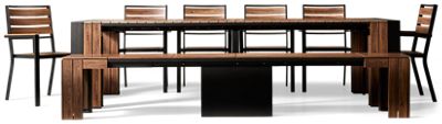 Transformer 8 Piece Dining Set - Adjustable Table & Bench - 6 Stackable Chairs - Durable Weather Resistant Materials - Seats up to 12