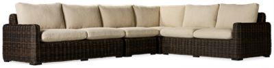 Kimora 4 Piece Sectional - Sturdy Synthetic Wicker - Aluminum Frame - High-Performance Nuvella Fabric Cushions - Six Toss Pillows