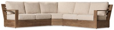 Seal Beach 3 Piece Sectional - Durable Aluminum Frame - Fade-Resistant Cushions - 6 Toss Pillows - High-Performance Nuvella+™ Fabric - Wood-Look Finish