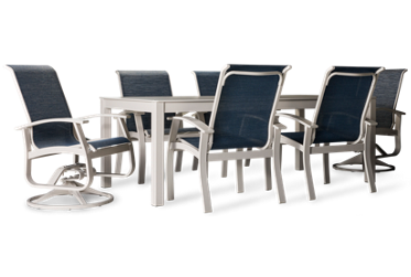 Belle Isle 7 Piece Dining Set - Spacious Rectangular Table - 4 Comfortable Arm Chairs - 2 Luxurious Swivel Rockers - Seats 6