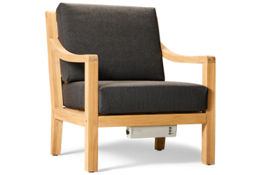 Solerno Heated Lounge Chair - Sustainable Teak Frame - Sunbrella® Performance Cushions - 5 Adjustable HeatTech™ Settings - Lasts Up to 10 Hours