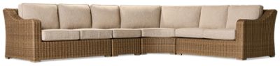 Laguna Heights 4 Piece Sectional - All-Weather Resin Wicker - Nuvella Performance Fabric - 6 Toss Pillows
