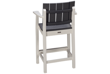 Modern 33" Balcony Arm Chair - Transitional-Style Adirondack Slats - Sturdy Armrests - Convenient Footrest - High-Density Polyethylene