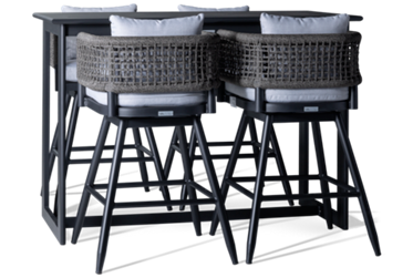 Cayman Alegria 5 Piece Dining Set - Rectangular Patio Table - Durable Aluminum Construction - 4 Swivel Bar Stools