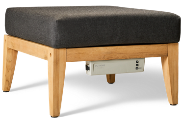 Solerno Heated Ottoman - Sustainable Teak Frame - Sunbrella® Performance Cushion - 5 Adjustable HeatTech™ Settings - Lasts Up to 10 Hours