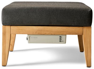 Solerno Heated Ottoman - Sustainable Teak Frame - Sunbrella® Performance Cushion - 5 Adjustable HeatTech™ Settings - Lasts Up to 10 Hours