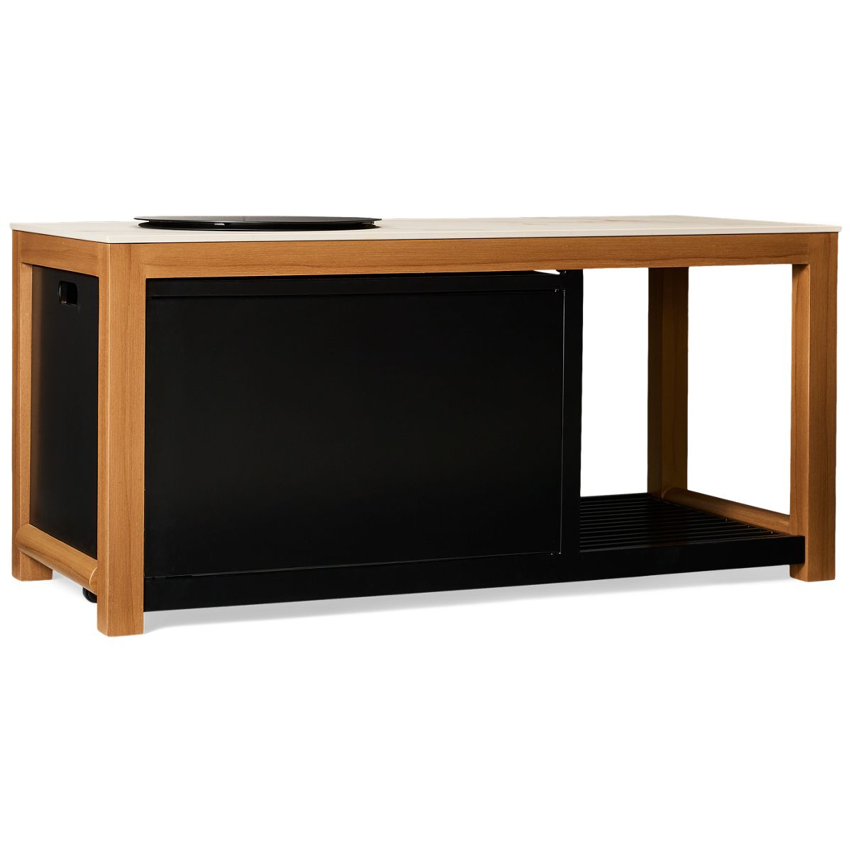 Agio International Cove Gas Fire Table - Elegant Sintered Stone Top - Scratch And Stain-Resistant - Rust-Free Aluminum Base - Includes Protective Cover
