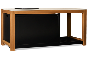 Cove Gas Fire Table - Elegant Sintered Stone Top - Scratch And Stain-Resistant - Rust-Free Aluminum Base - Includes Protective Cover