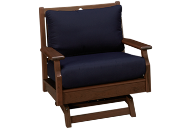 Opal Swivel Rocker - Full Swivel - Sculpted Arms - Ergonomic Backrest - Sustainably-Sourced Ipe Timber - Sunbrella Fabric Cushions