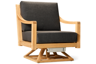 Solerno Heated Swivel Chair - Sustainable Teak Frame - Sunbrella® Performance Cushions - 5 Adjustable HeatTech™ Settings - Lasts Up to 10 Hours