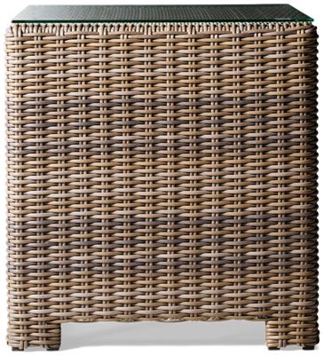 Bainbridge End Table - Streamlined Modern Design - Durable Resin Wicker - Tempered Glass Top - Sturdy Powder-Coated Aluminum Frame