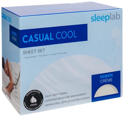 Jordan's Sleep Lab Creme Casual Cool Sheet Set - Coolpass Advanced Technology Fabric - Fits Up To 18" In Depth - Full Bottom Elastic