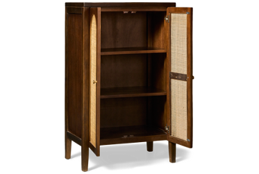 Acadian Accent Cabinet - 2 Storage Doors - 2 Interior Shelves - Rattan Door Fronts