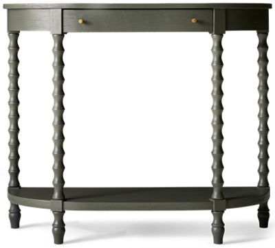 Alden 1 Drawer Console Table - Demilune Top - Turned Spool Legs - Storage