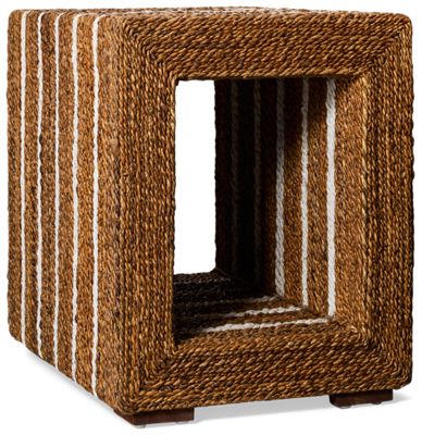 Parker Accent End Table - Open Cube Profile - Wood & Rope - Modern Coastal