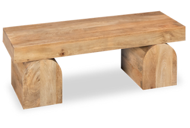 Casimiro Coffee Table - Thick Rectangular Wood Top - Sculptural Solid Double Base - Crafted From Solid Asian Hardwood - Contemporary Design