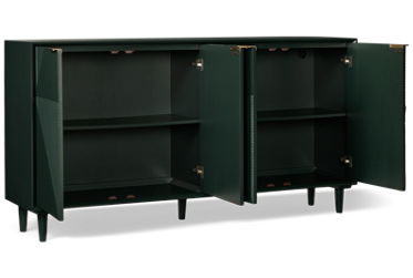 Evergreen Sideboard - 4 Storage Doors - Adjustable Shelves - Gold-Tone Metal Pulls