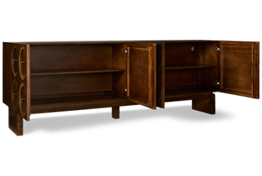 Nico Sideboard - 4 Storage Doors - Adjustable Shelves - Carved Circular Door Fronts