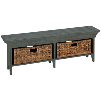 Manor House Short Bench with 2 Woven Baskets