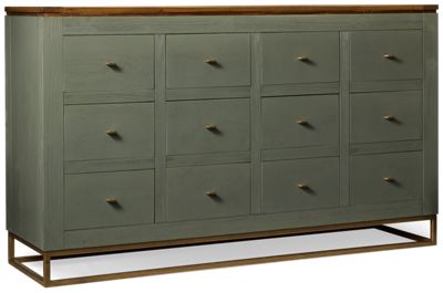 Timber 12 Drawer Console - Solid Pine - Chic Gold Hardware - English Dovetail Storage Drawers