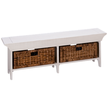 Manor House Short Bench with 2 Woven Baskets