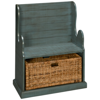 Manor House Hall Seat with Rattan Basket