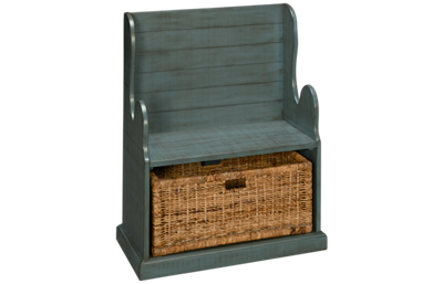 Sunny Designs Manor House Hall Seat with Rattan Basket