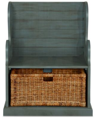 Manor House Hall Seat with Rattan Basket