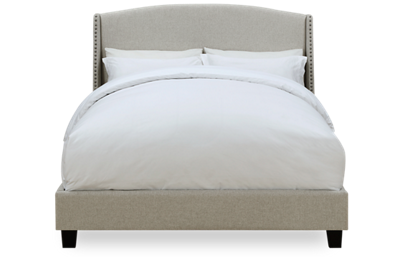 Queen All-In-One Upholstered Bed with Nailhead