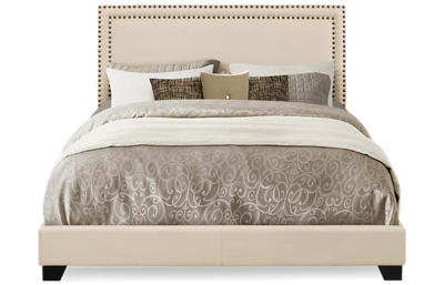 Queen Upholstered Bed with Nailhead