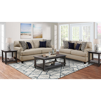 Popstitch 5 Piece Living Room Set Includes: Sofa, Loveseat, Cocktail Table and 2 End Tables