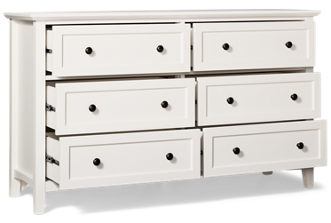 Grace Youth 6 Drawer Dresser - Felt-Lined Top Drawers - Tapered Legs - Transitional Storage