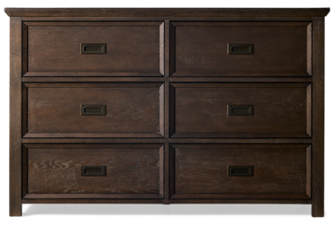 Hanover 6 Drawer Dresser - Classic Mission Style - Rich Wood Grain - Six Spacious Storage Drawers - Integrated Metal Pulls