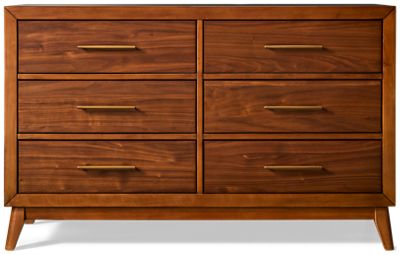 Malia 6 Drawer Dresser - Mid-Century Modern Design - Solid Walnut Construction - Spacious Storage