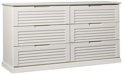 Coastal 6 Drawer Dresser - Solid Pine Construction - Smooth-Gliding Drawers - Louvered Fronts - Coastal Contemporary