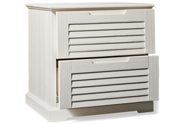 Coastal 2 Drawer Nightstand - Solid Pine Construction - Smooth-Gliding Drawers - Louvered Fronts - Coastal Contemporary