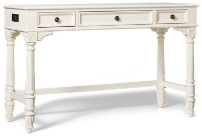 Elsa 3 Drawer Vanity Desk - Built-In Power Strip with USB-A & USB-C Charging - Metal Knobs - Vintage-Inspired