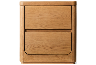 Modena 2 Drawer Nightstand - Rounded Corners - Easy-Glide Drawers - Two Plug Outlets - Versatile Finish