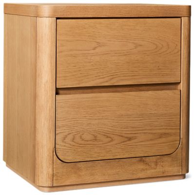 Modena 2 Drawer Nightstand - Rounded Corners - Easy-Glide Drawers - Two Plug Outlets - Versatile Finish