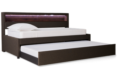 Jackson Twin Daybed with Trundle - 100% Polyester Upholstery - Headboard with Built-In Lighting - Underbed Trundle - Modern Style